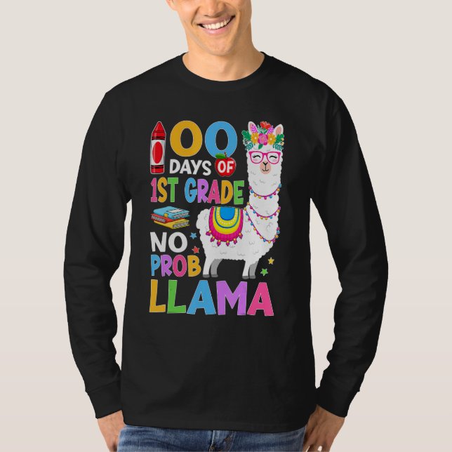 Camiseta 100 Days of 1st Grade No Probllama 100th Day Girls (Frente)