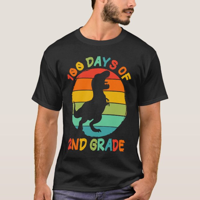Camiseta 100 Days Of 2nd Grade 100 Days Of School Rex Dinos (Frente)