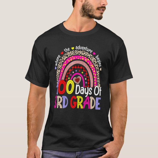Camiseta 100 Days Of 3rd Grade 100th Day Of School Rainbow  (Frente)