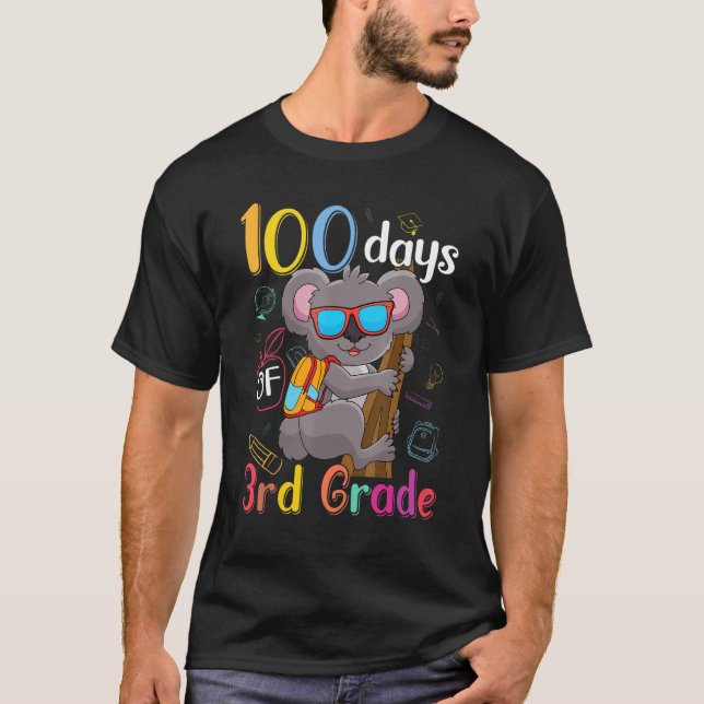 Camiseta 100 Days Of 3rd Grade Koala 100th Day School Third (Frente)