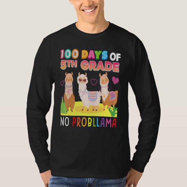 Camiseta 100 Days Of 5th Grade No Probllama 100th Day Schoo (Frente)