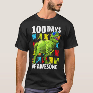 Camiseta 100 Days of Awesome Dinosaur Rex Boys 100th Day Of