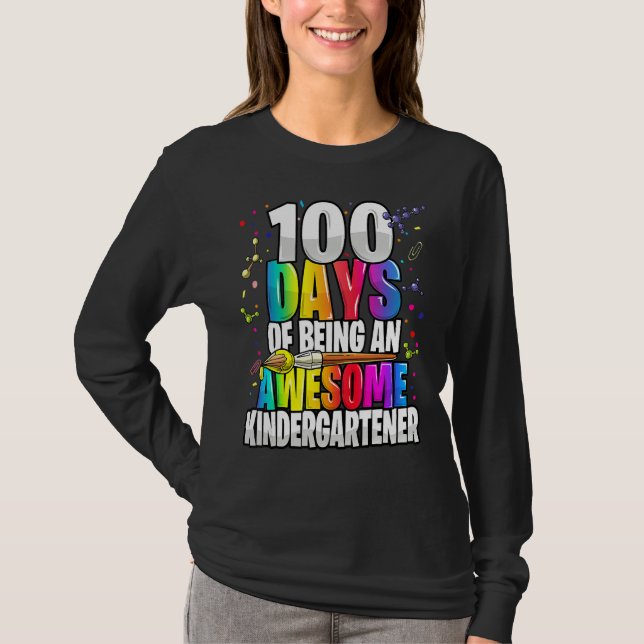 Camiseta 100 Days Of Being An Awesome Kindergartener 100th  (Frente)