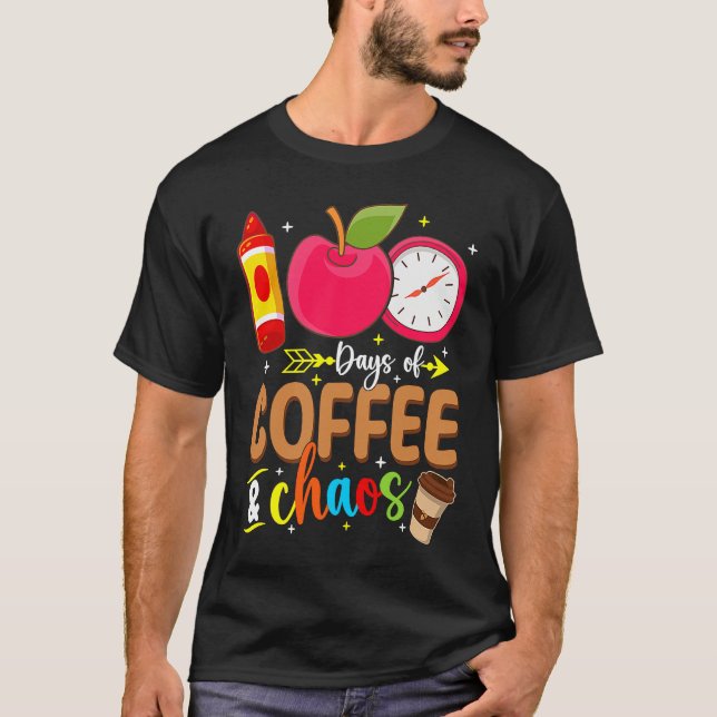 Camiseta 100 Days Of Coffe & Choos Lover 100 Day School Cof (Frente)