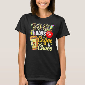 Camiseta 100 Days Of Coffee & Chaos 100th Day Of School Tea