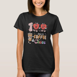 Camiseta 100 Days Of Coffee & Chaos 100th Day School Teache
