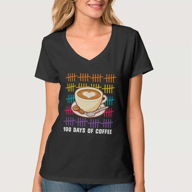 Camiseta 100 Days of Coffee  Coffee Teacher (Frente)