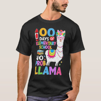 Camiseta 100 Days of Elementary No Probllama 100th Day Girl