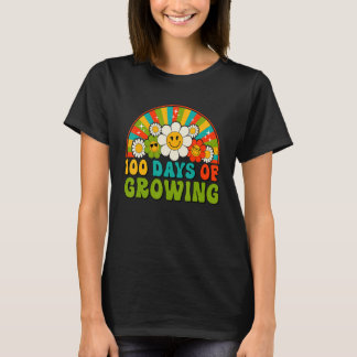 Camiseta 100 Days Of Growing Retro Teacher Kids Happy 100th