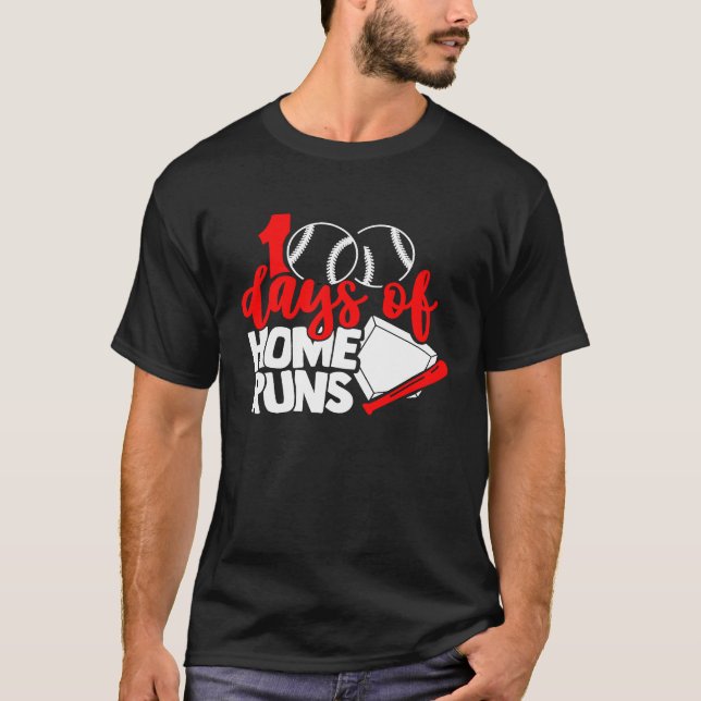 Camiseta 100 days of home runs Baseball  100th day of schoo (Frente)