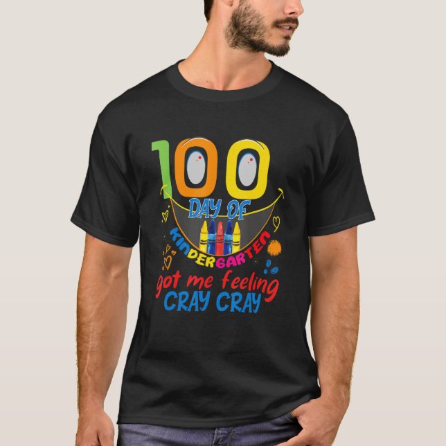 Camiseta 100 days of kindergarten 2023 got me feeling cray  (Frente)