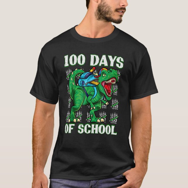 Camiseta 100 Days Of Kindergarten Dino Rex Funny 100 Days S (Frente)