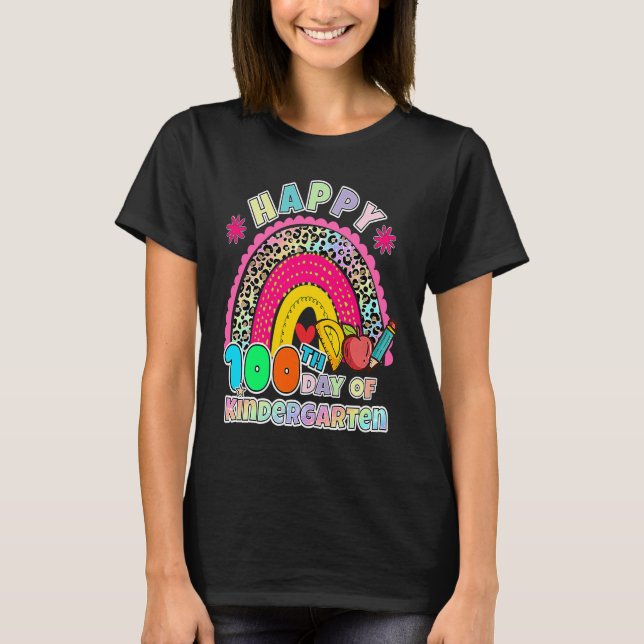 Camiseta 100 Days Of Kindergarten  Happy 100th Day Of Schoo (Frente)