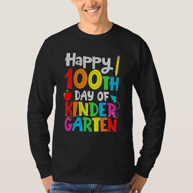 Camiseta 100 Days Of Kindergarten  Happy 100th Day Of Schoo (Frente)