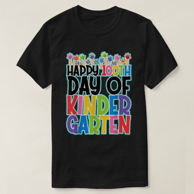 Camiseta 100 Days Of Kindergarten Happy 100th Day Of School (Frente do Design)