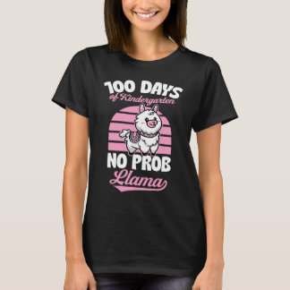 Camiseta 100 Days Of Kindergarten No Prob Llama Cute Animal