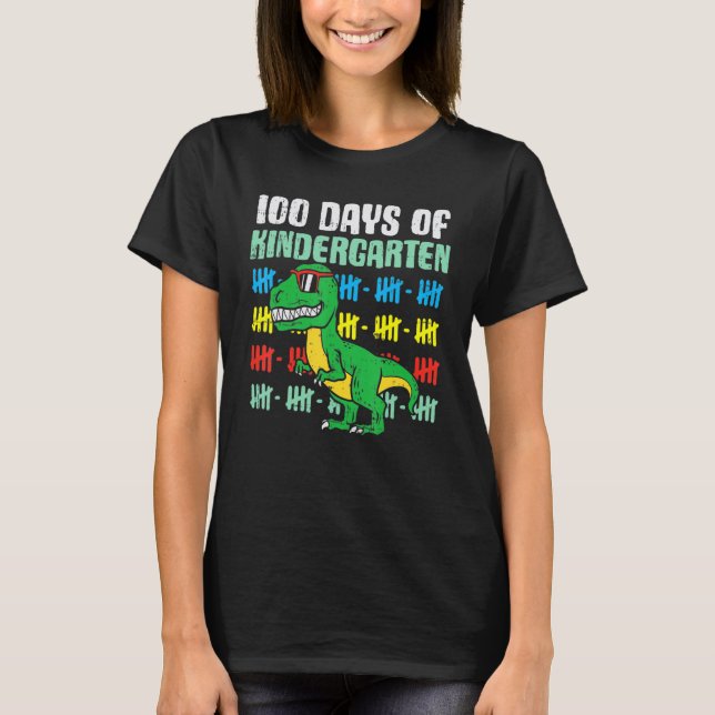 Camiseta 100 Days Of Kindergarten Trex Dinosaur 100th Day S (Frente)