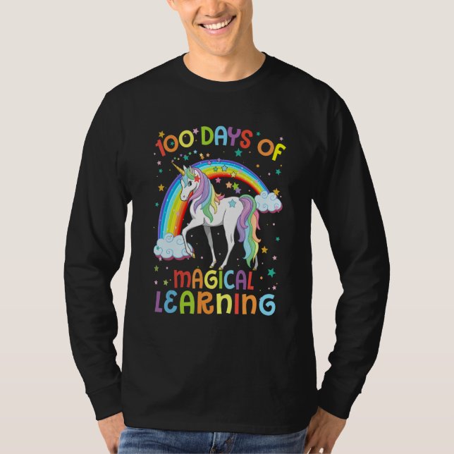 Camiseta 100 Days Of Magical Learning Unicorn 100th Day Sch (Frente)