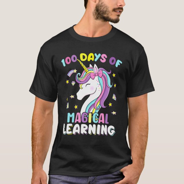 Camiseta 100 Days Of Magical Learning Unicorn 100th Day Sch (Frente)