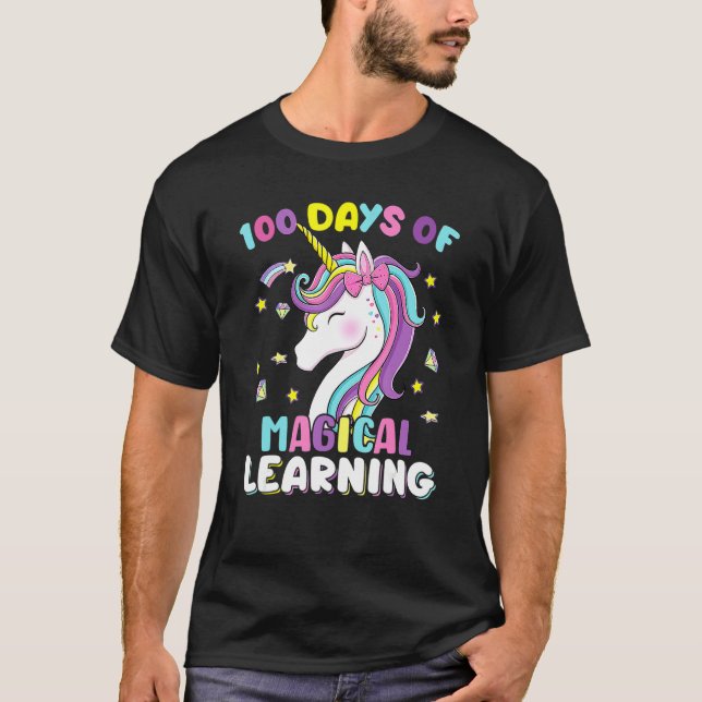Camiseta 100 Days Of Magical Learning Unicorn 100th Day Sch (Frente)