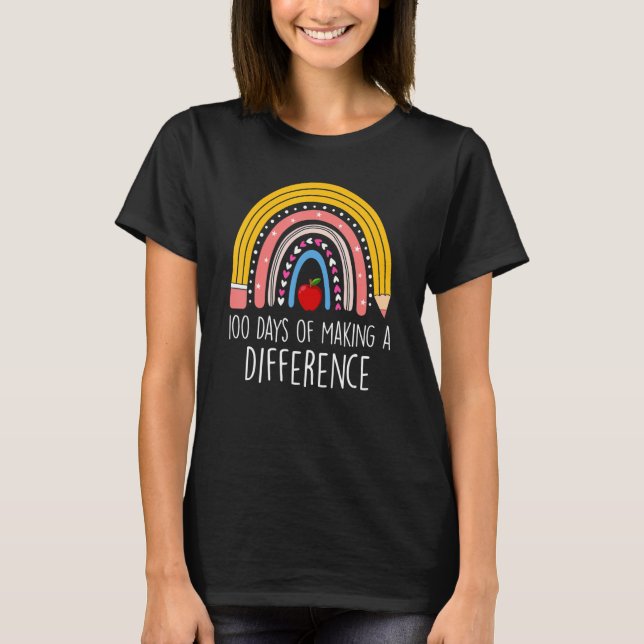 Camiseta 100 Days of Making a Difference Rainbow 100th Day  (Frente)