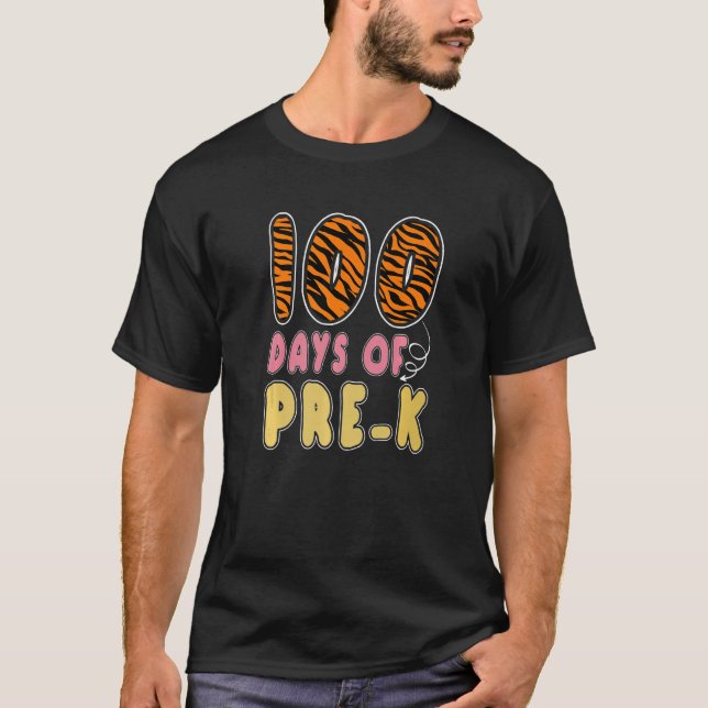 Camiseta 100 Days Of Pre K Tiger Print Teachers Girls 100th (Frente)