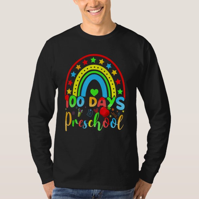 Camiseta 100 Days of Preschool Teacher  100 Days Smarter Ra (Frente)