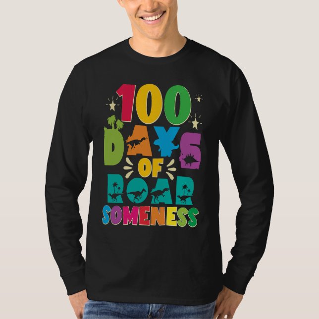 Camiseta 100 Days Of Roar Someness 100 Days Of School Rex D (Frente)