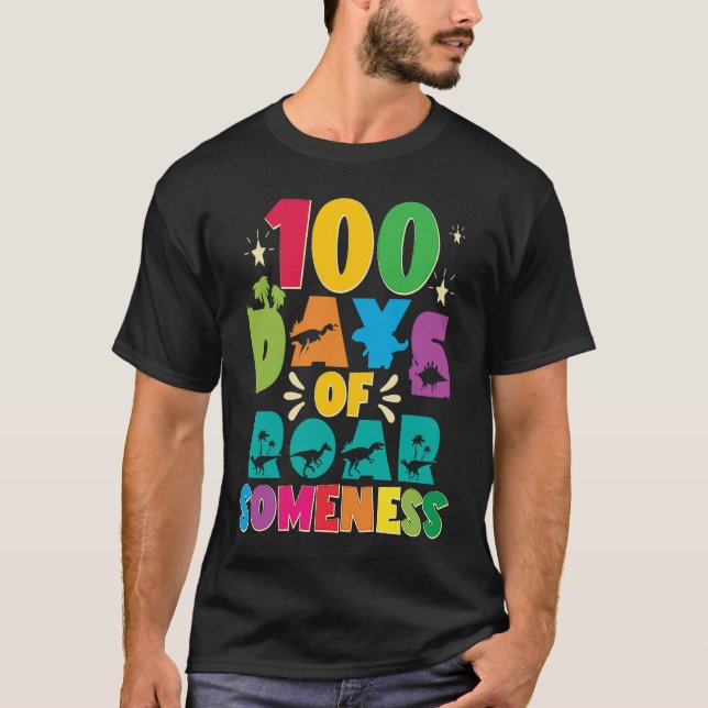 Camiseta 100 Days Of Roar Someness 100 Days Of School Rex D (Frente)