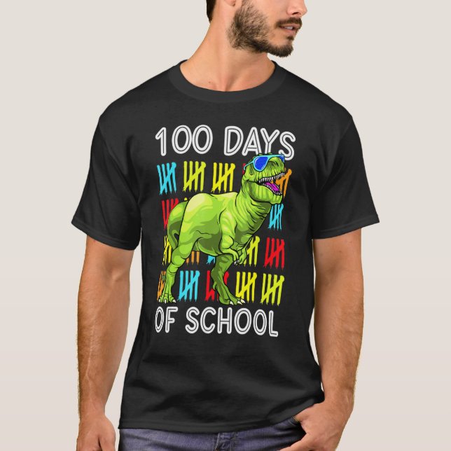 Camiseta 100 Days Of School 100th Day Dino T Rex Teacher Bo (Frente)