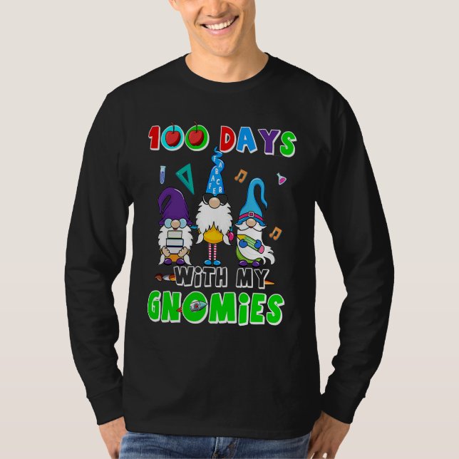 Camiseta 100 Days Of School 100th Day With My Gnomies (Frente)