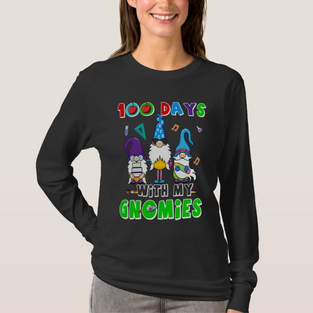 Camiseta 100 Days Of School 100th Day With My Gnomies (Frente)