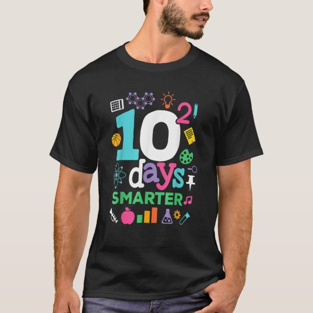 Camiseta 100 Days Of School  10 Squared Days For Math Teach (Frente)