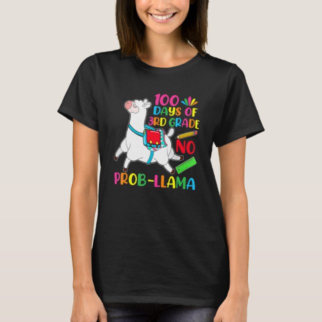 Camiseta 100 Days Of School 3rd Grade No Prob Llama Teacher (Frente)