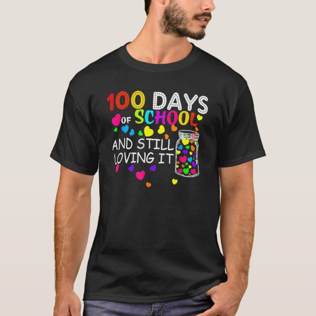 Camiseta 100 Days Of School And Still Loving It Hearts Cute (Frente)