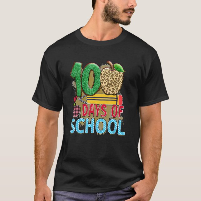 Camiseta 100 Days Of School Apple Pencil  Student Teacher (Frente)