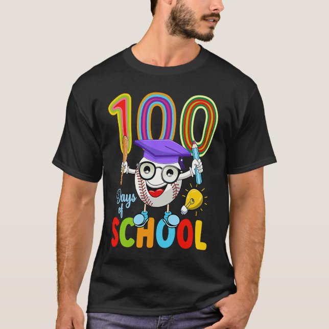 Camiseta 100 Days Of School Baseball 100th Day  Kids Teache (Frente)