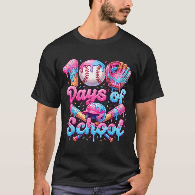 Camiseta 100 Days Of School Baseball Boys Kids _1  (Frente)