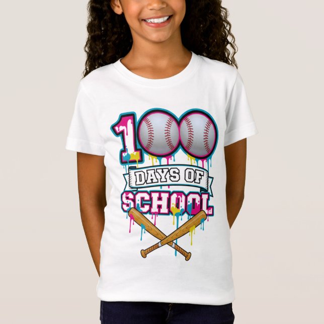 Camiseta 100 Days of School Baseball Shirt PNG (Frente)