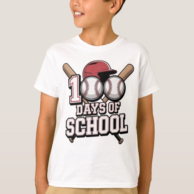 Camiseta 100 Days of School Baseball Sports Theme (Frente)