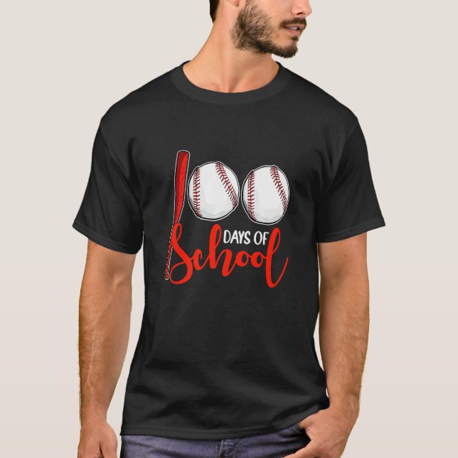 Camiseta 100 Days of School Baseball Teacher Boys 100th Day (Frente)