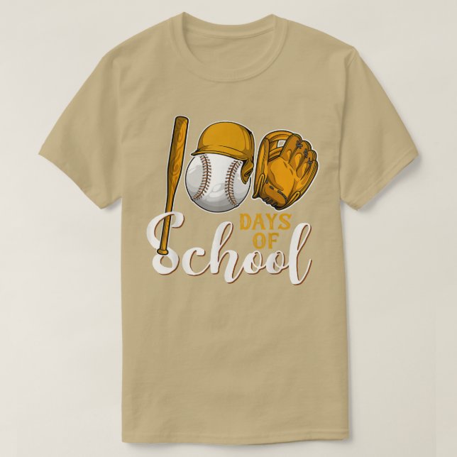 Camiseta 100 Days of School Baseball Teacher Kids 100th Day (Frente do Design)
