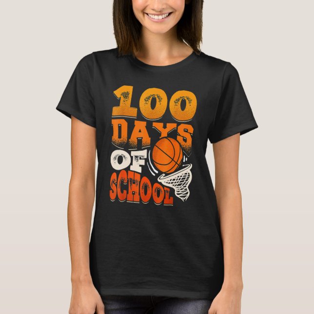 Camiseta 100 Days Of School Basketball 100th Day Of School (Frente)