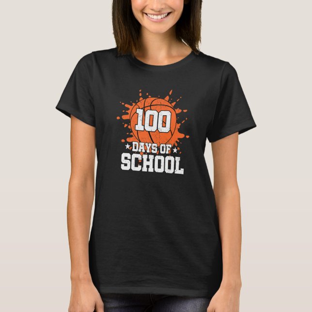 Camiseta 100 Days Of School Basketball Kids 100 Days Smarte (Frente)