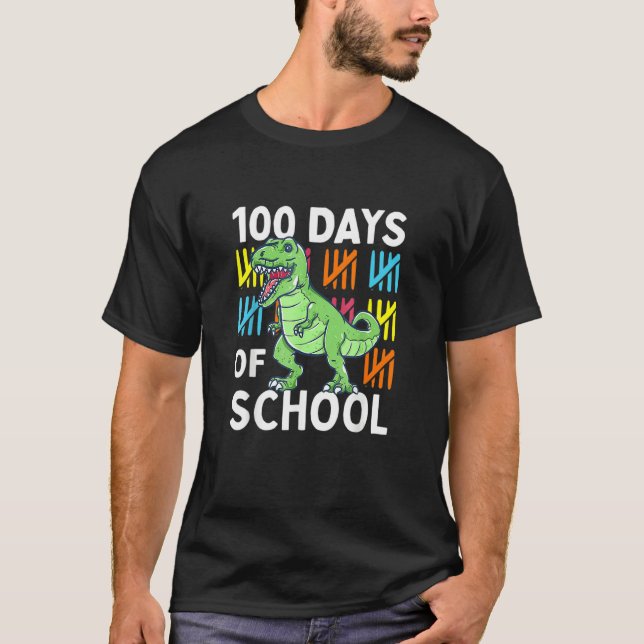 Camiseta 100 Days Of School Boys Dinosaur 100th Day Dino 1 (Frente)