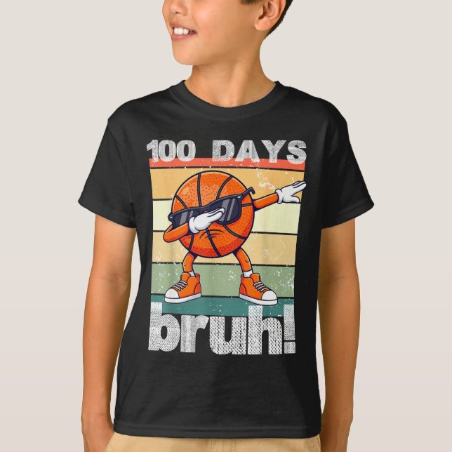 Camiseta 100 Days Of School Bruh Funny Kids Boys Dabbing Ba (Frente)