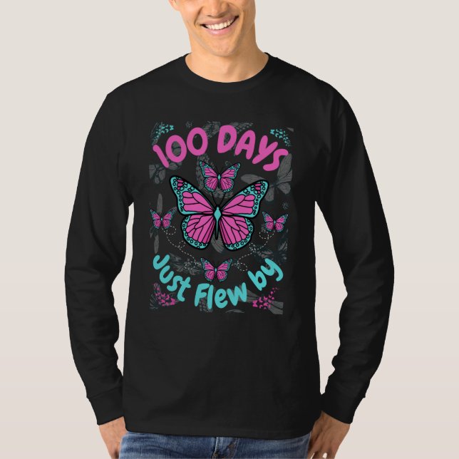 Camiseta 100 Days of School Butterfly Girls 100 Days Just F (Frente)