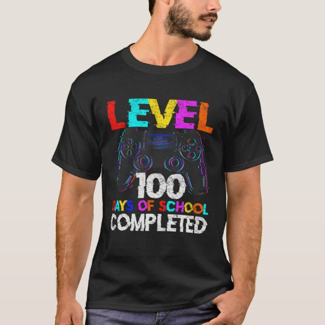 Camiseta 100 Days of School Completed Gamer Boy Level 100 C (Frente)