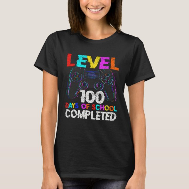 Camiseta 100 Days of School Completed Gamer Boy Level 100 C (Frente)