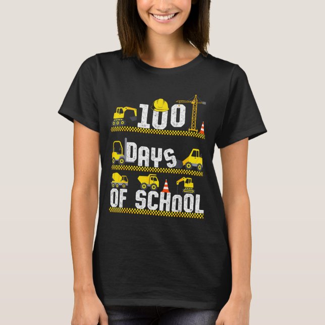 Camiseta 100 Days Of School Construction Truck 100th Day Bo (Frente)